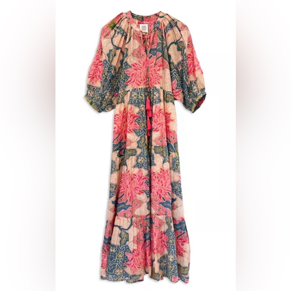 Alicia Bell Elizabeth Floral Maxi Dress with Puff Raglan Sleeves